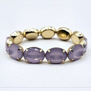 Beautiful Purple Simulated Crystal and Gold Tone Stretch Bracelet.